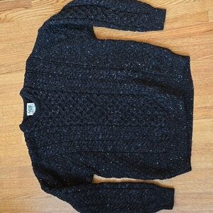 Classic Black Cable Knit Crewneck Sweater